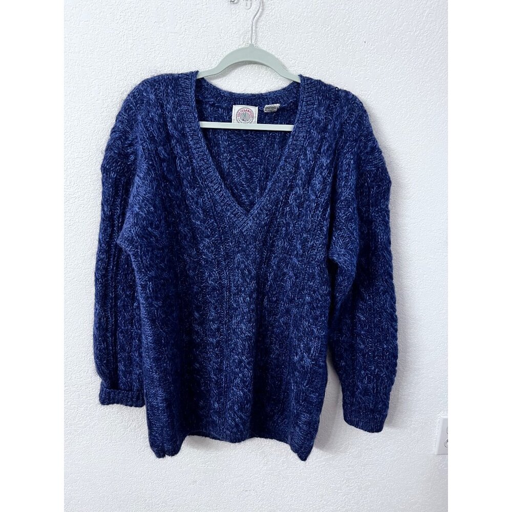 Cape Isle Knitters Mohair Blend Cable Knit V-Neck Sweater women size M